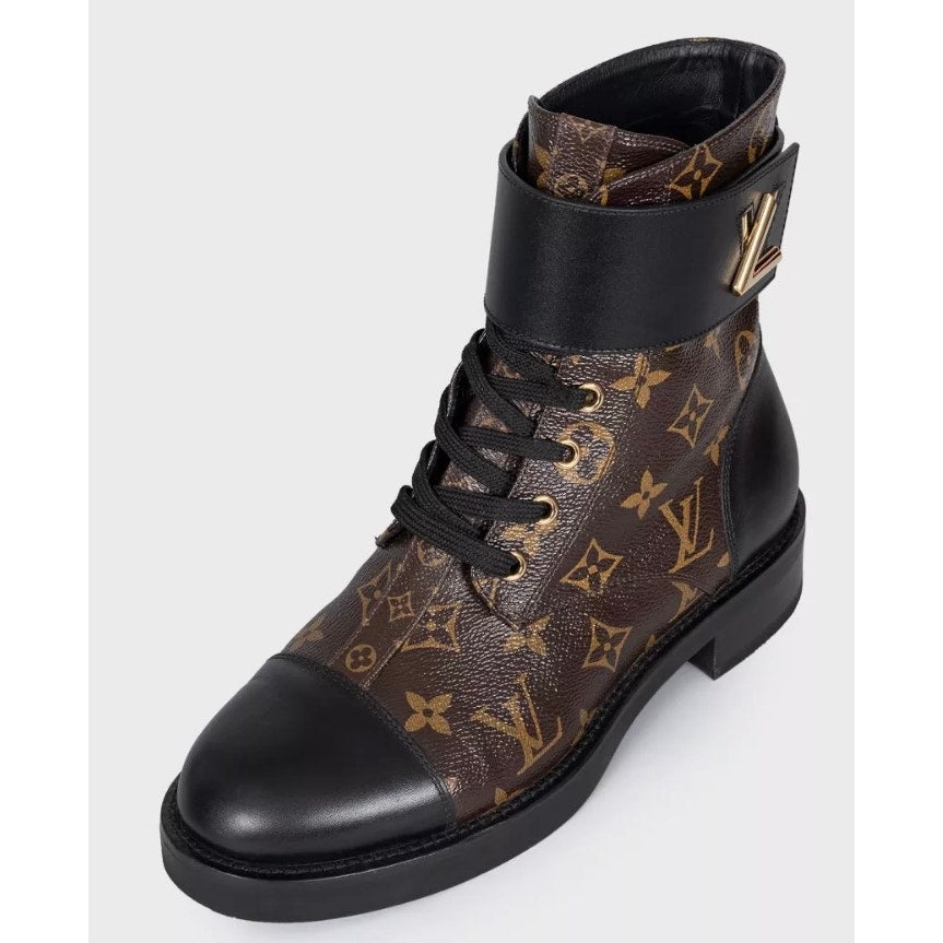 Louis Vuitton Wonderland Leather & Canvas Ankle Boots Sz 38 pre-owned