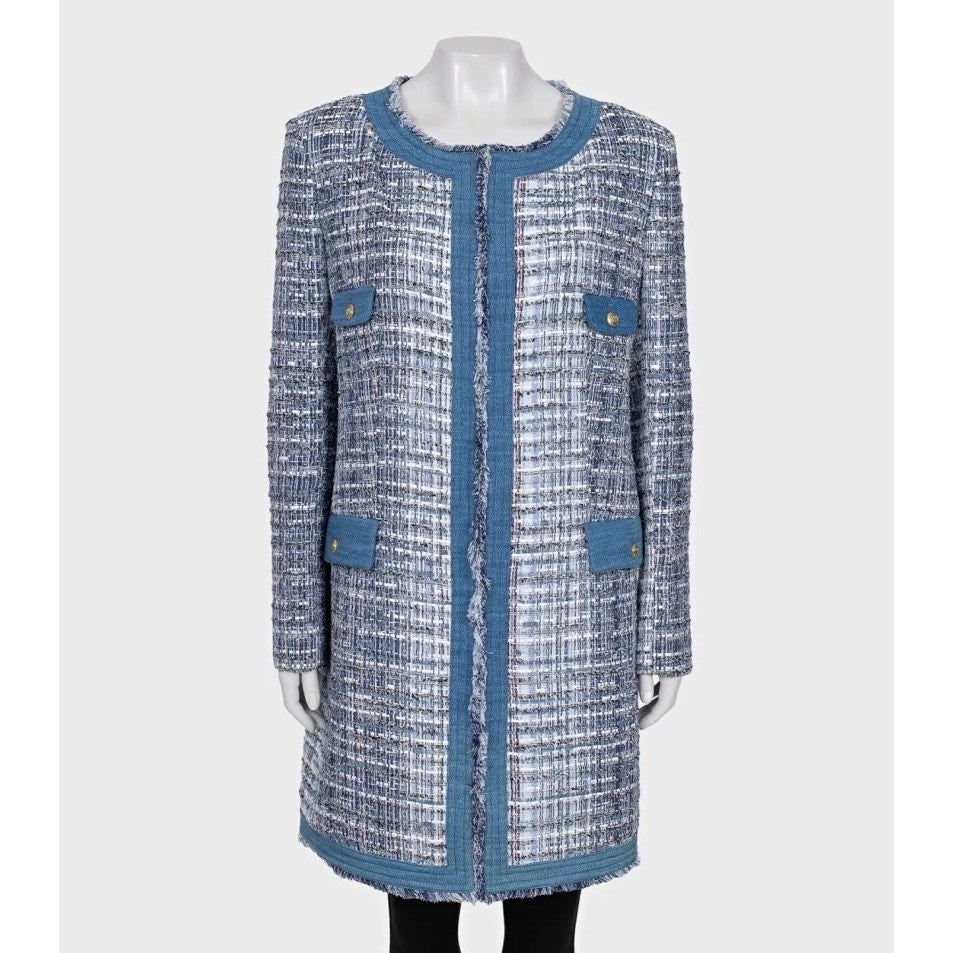 Pierre Balmain Hook-Front Cardigan - Blue, Size 40/L Pre-owned