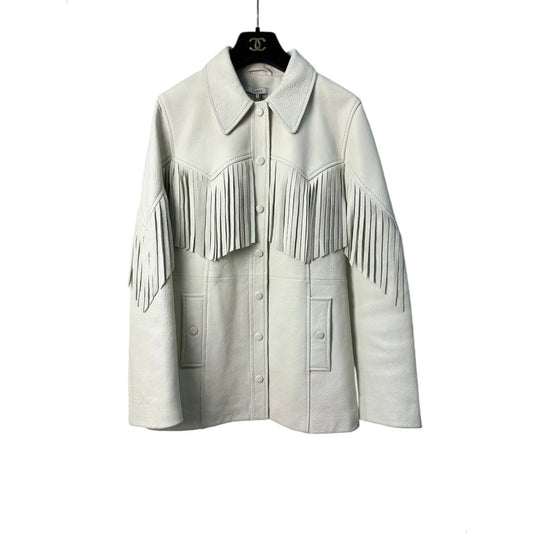 Ganni Matte Leather Fringe jacket Sz.38 Pre-owned