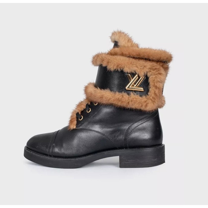 Louis Vuitton Wonderland Black Leather Boots - Size 39 Pre-owned
