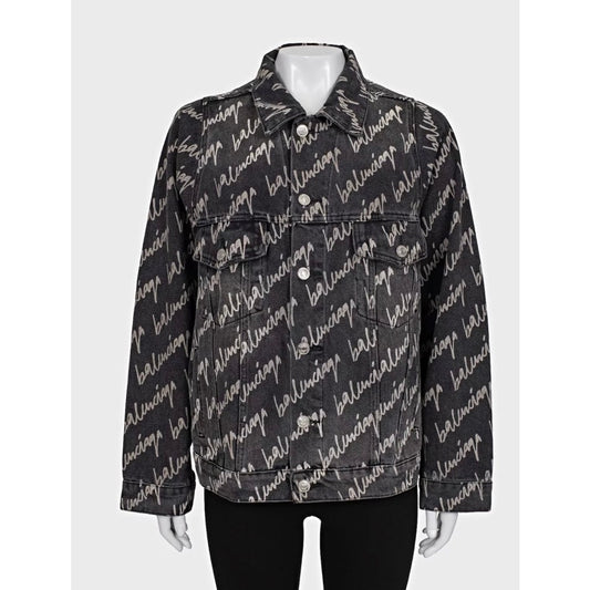 NWOT Balenciaga Black Oversized Denim Jacket IT38/XXS pre-owned