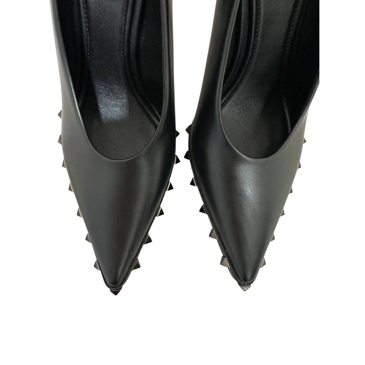 Valentino Garavani Rockstud 100 Leather Heels Pumps Black 38.5 pre-owned