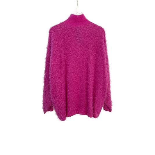 Balenciaga Bright Pink Knit  Large High Collar Tunic Sweater Sz.L Pre-owned