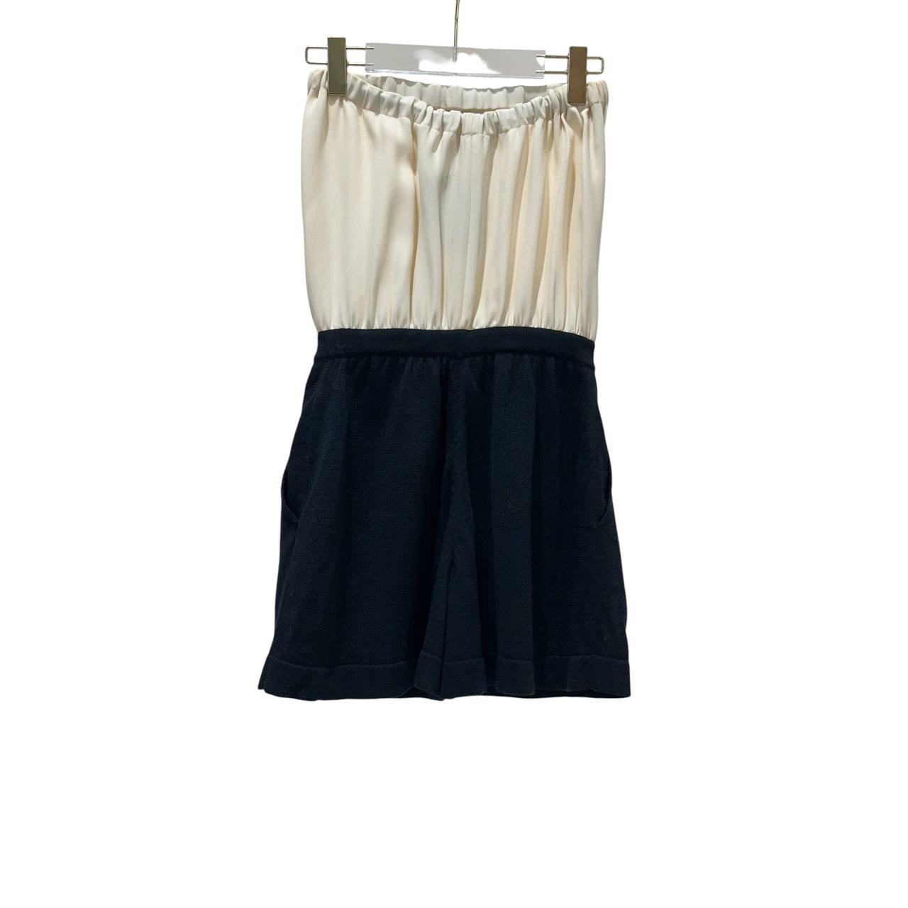 CHANEL Cream & Black Signature Playsuit Mini Jumpsuit Sz.38 pre-owned
