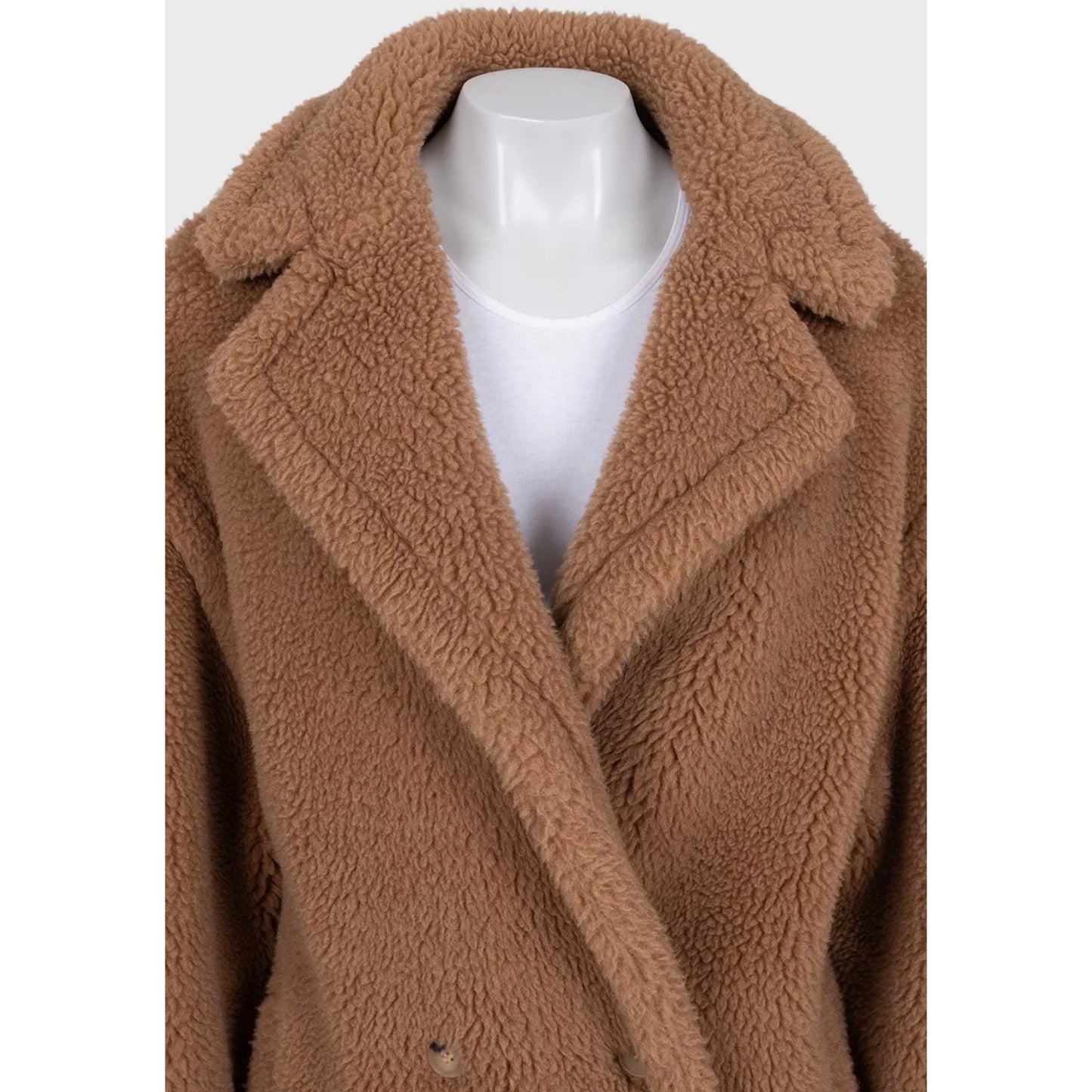 Max Mara Luxe Camel Wool & Silk Cropped Coat - Size L Pre-owned