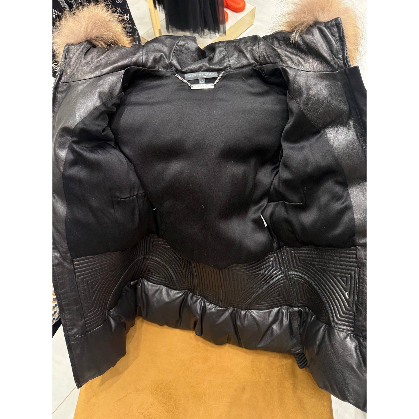 Alexander McQueen Black Leather Puffer Jacket Sz.40 Pre-owned