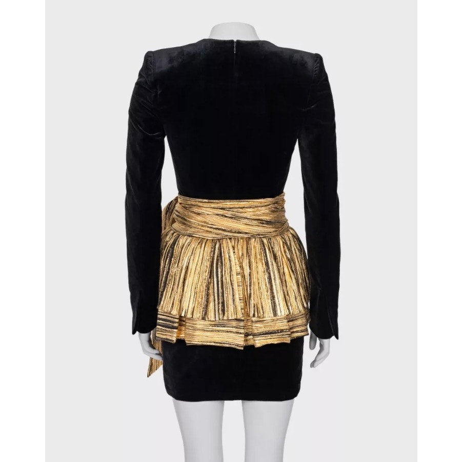 NWOT Alexandre Vauthier Gold Peplum Dress Sz.36 Pre-owned