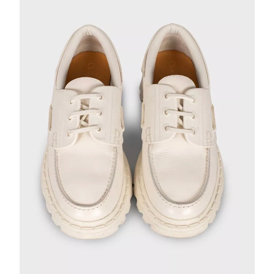 Christian Dior White Leather Lace-Up Shoes sz.39 pre-owned