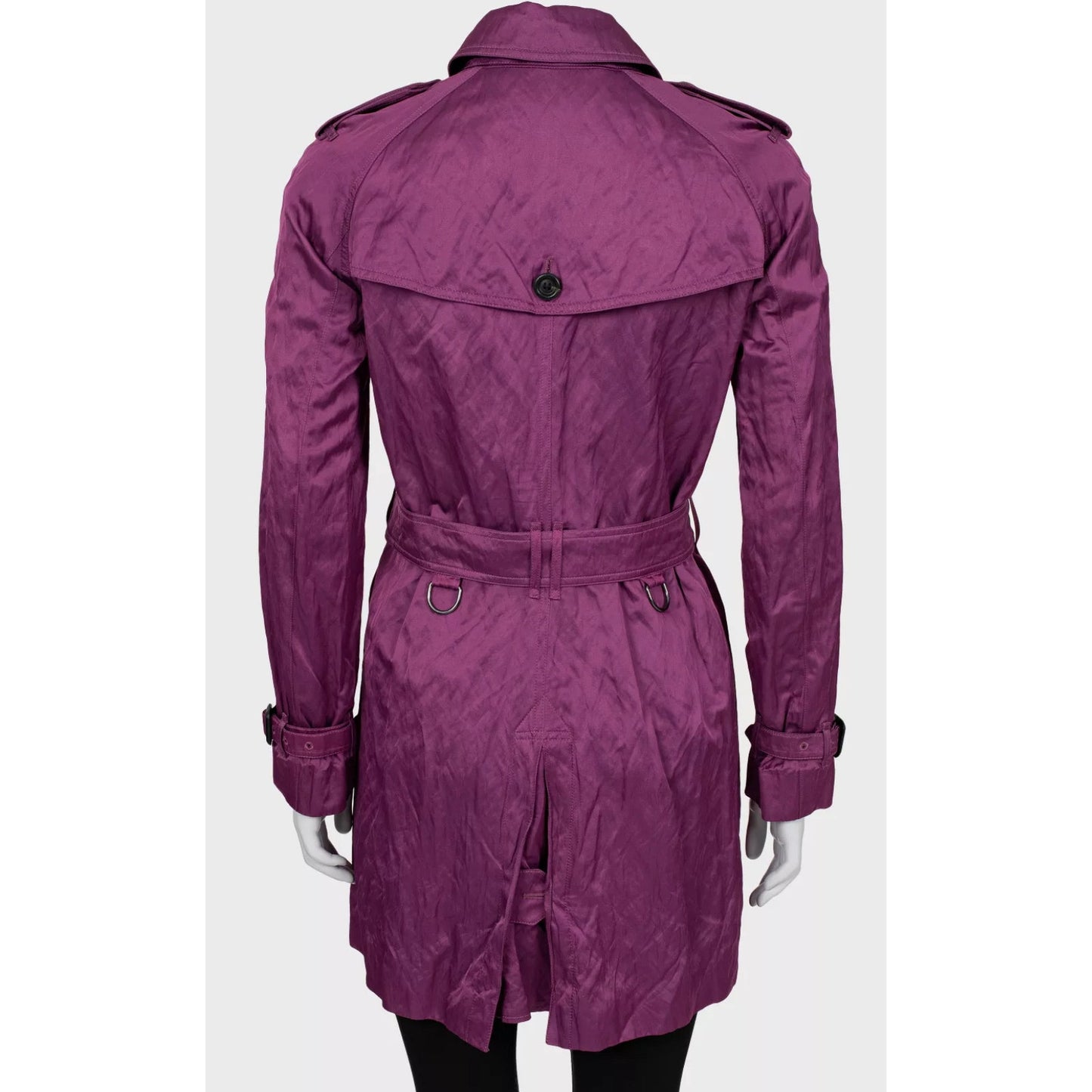 Burberry Purple Double-Breasted Trench Coat - Size 42/M Pre-owned