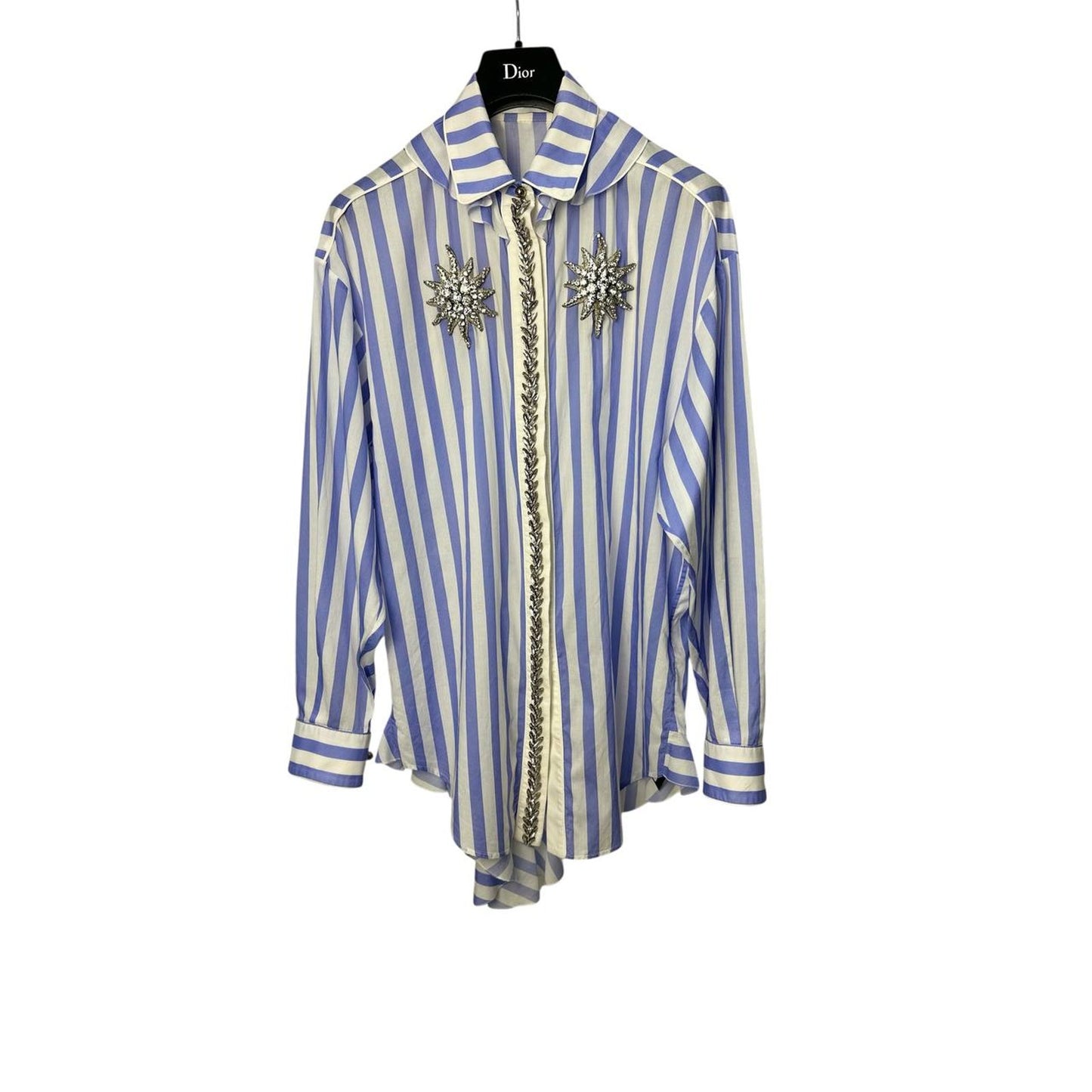 Francesco Scognamiglio Striped Crystal Embellishment Shirt Sz.38