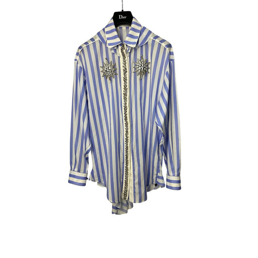 Francesco Scognamiglio Striped Crystal Embellishment Shirt Sz.38