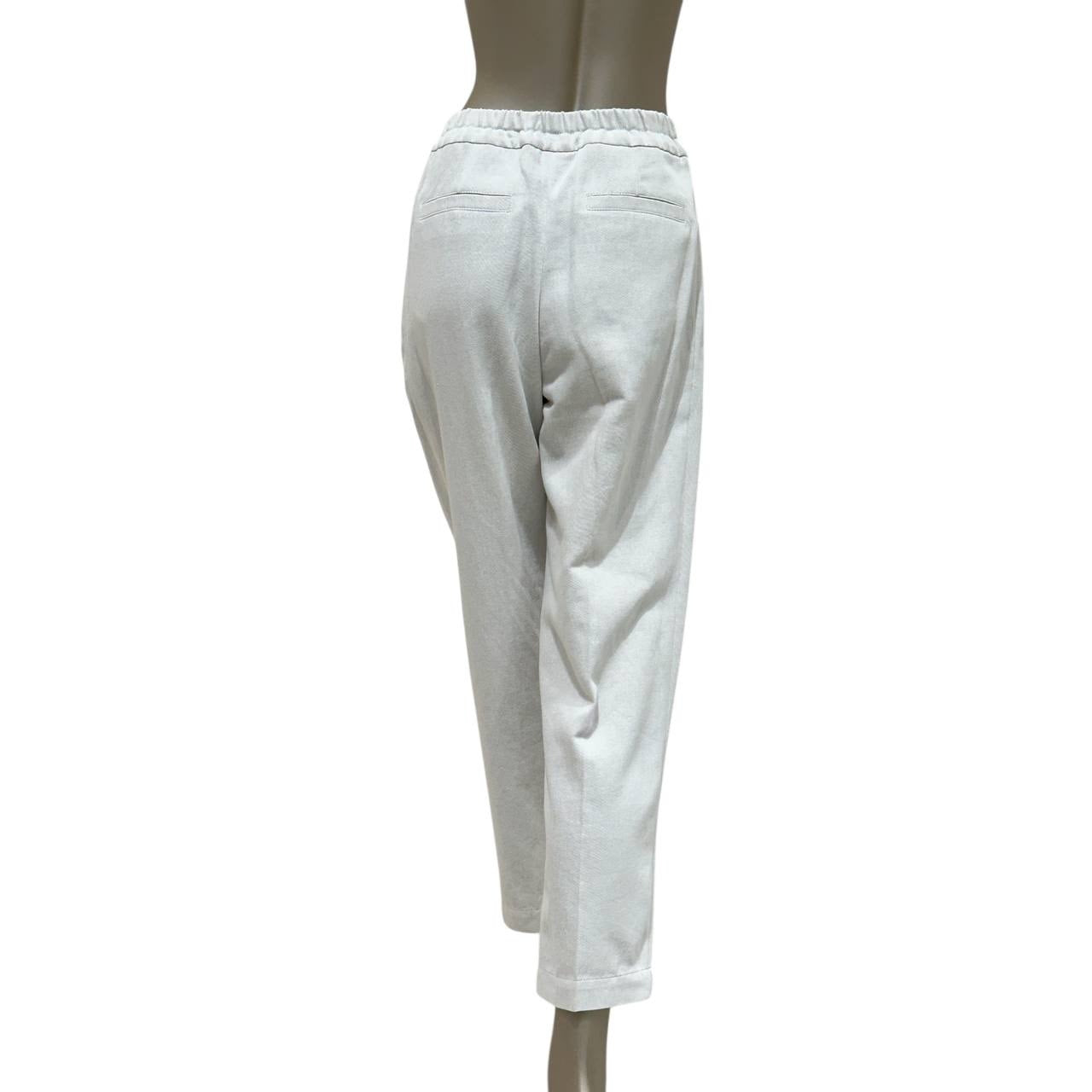 Brunello Cucinelli White Cotton Pants - Size 40 Pre-owned