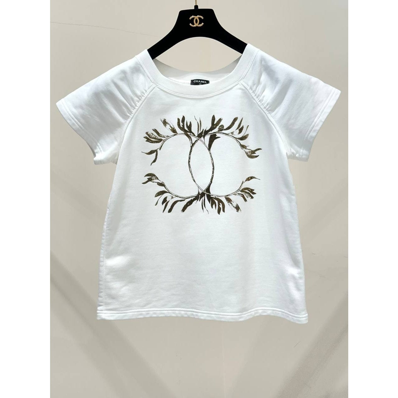 Chanel Iconic CC Logo White T-Shirt Top - Size XS pre-owned