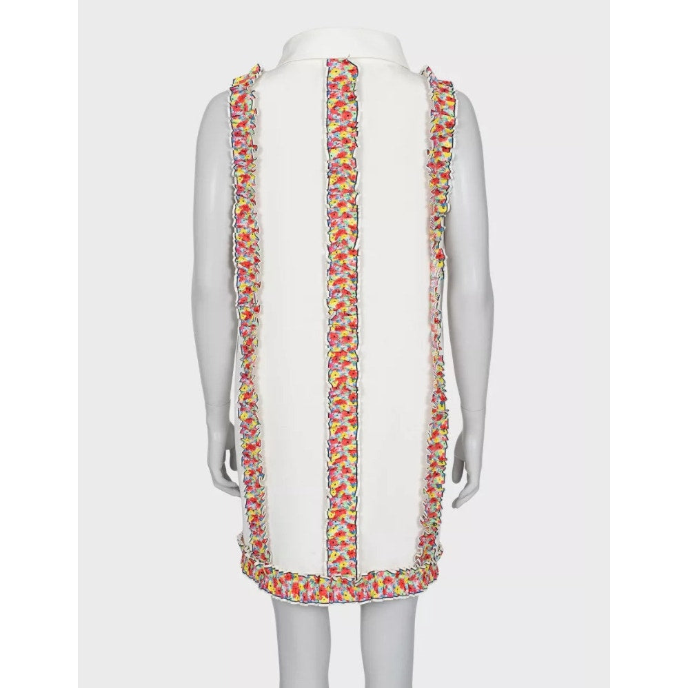 Chanel 2016 White Floral Ruffle Jacket Dress - FR40 Pre-owned