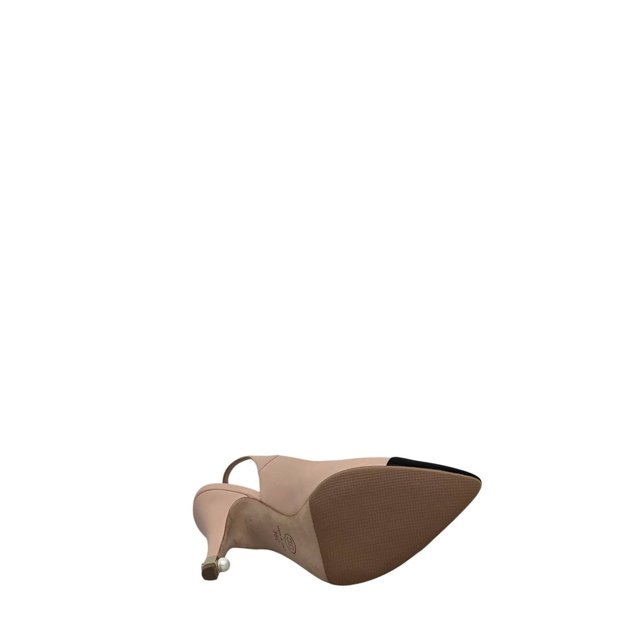 Chanel Beige Leather Pointed Toe Slingback Pumps EU 38 Pre-owned