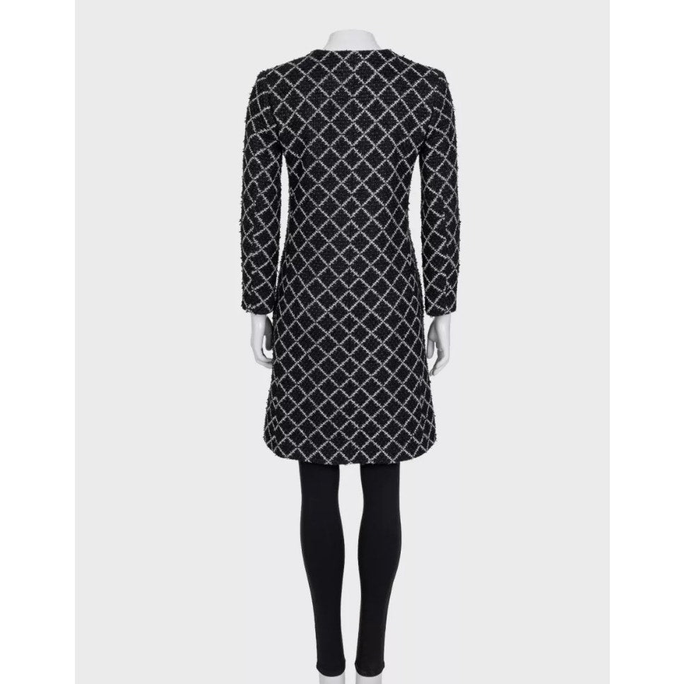 NWOT Chanel Black Printed Coat  EU34/XS Pre-owned