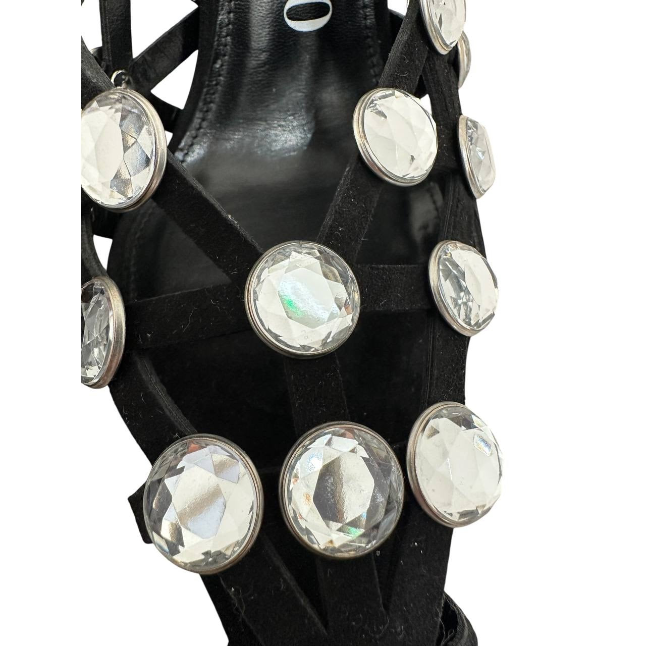 NWOB The Attico 'Grid' Pump Black Silver Heels Sz.38.5 pre-owned