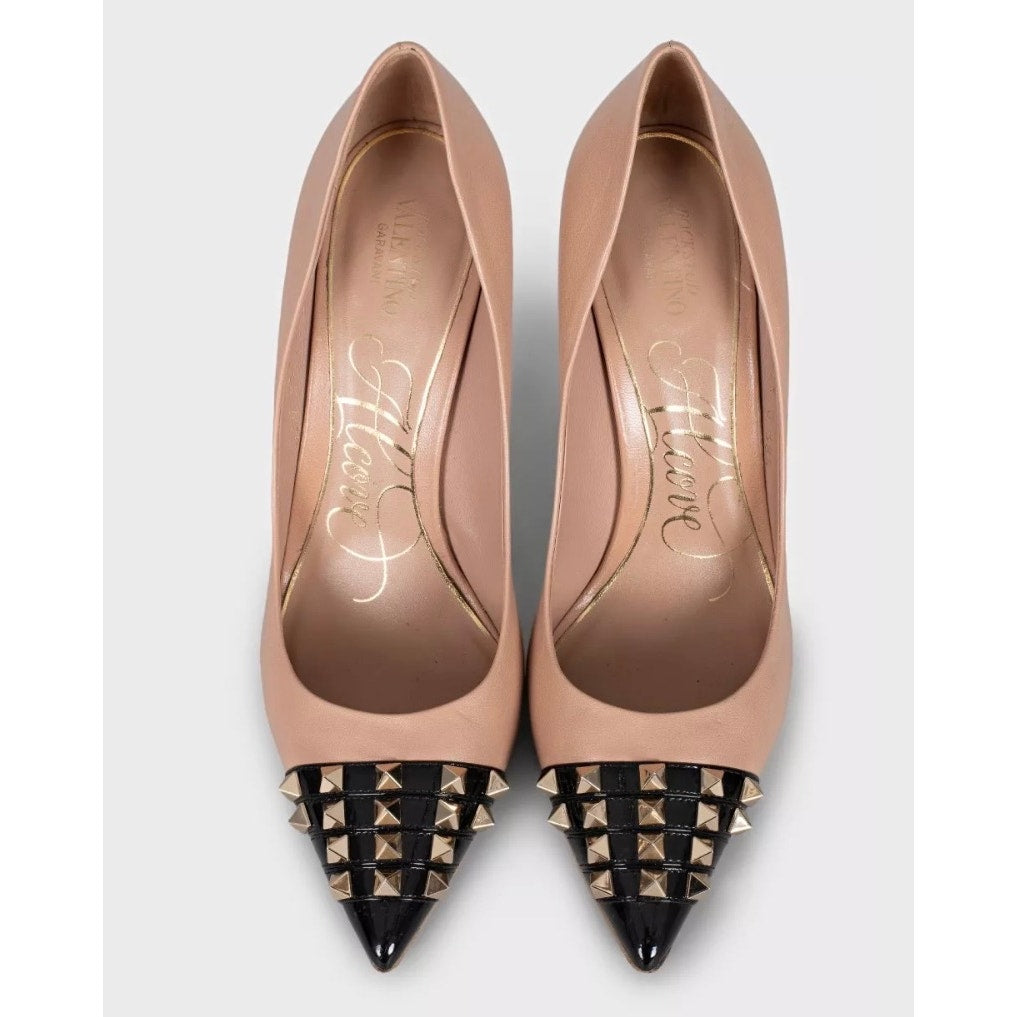 Valentino Beige Leather Studded Pumps - Size 38.5 Pre-owned