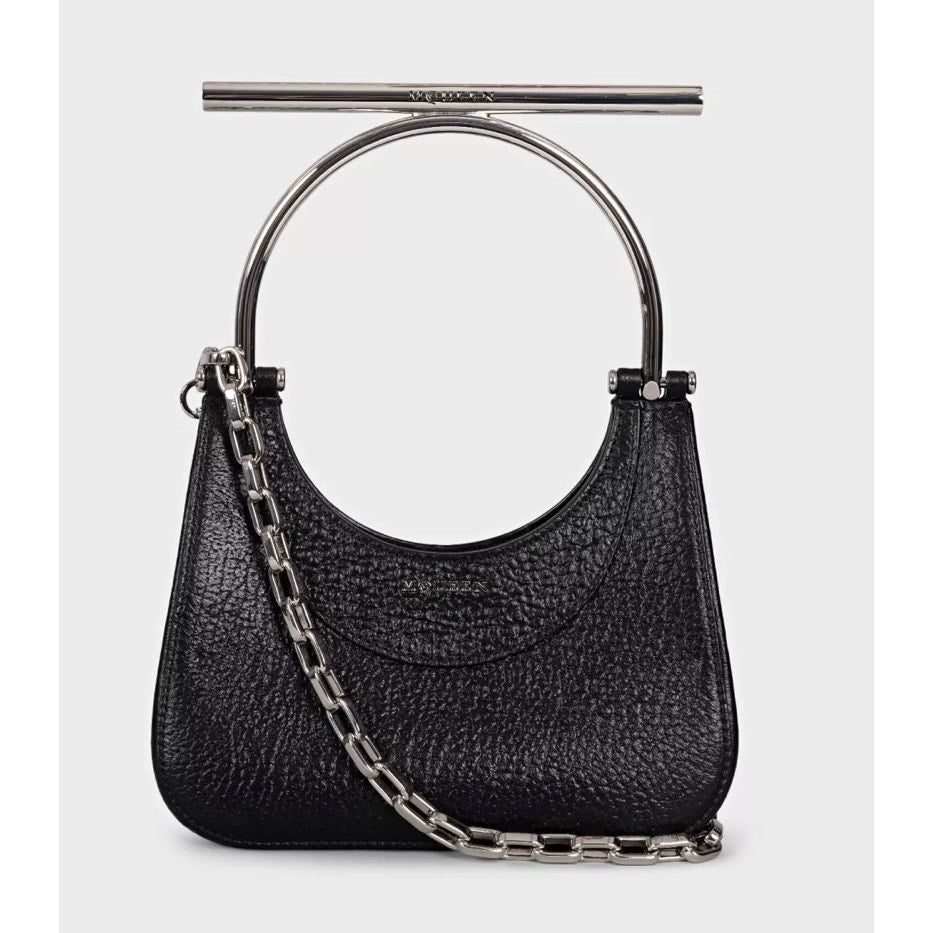 NWOB Alexander McQueen T-Bar Black Leather Mini Bag Pre-owned