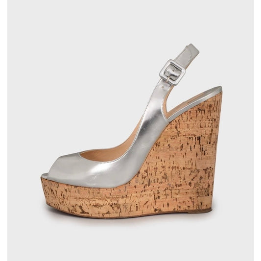 Christian Louboutin Silver Leather Sandals - Size 40 Pre-owned