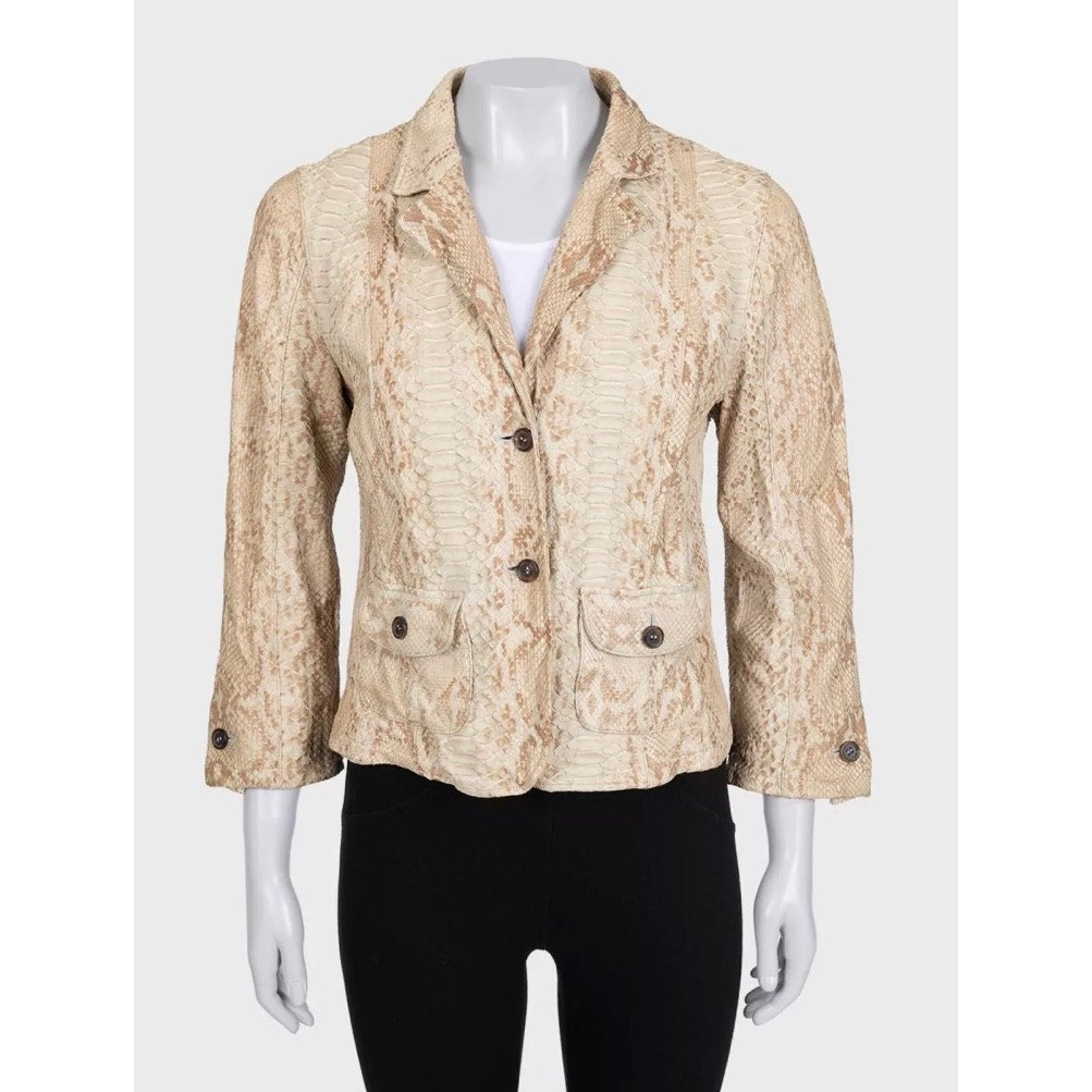 Prada Beige Lambskin Leather Fitted Jacket L