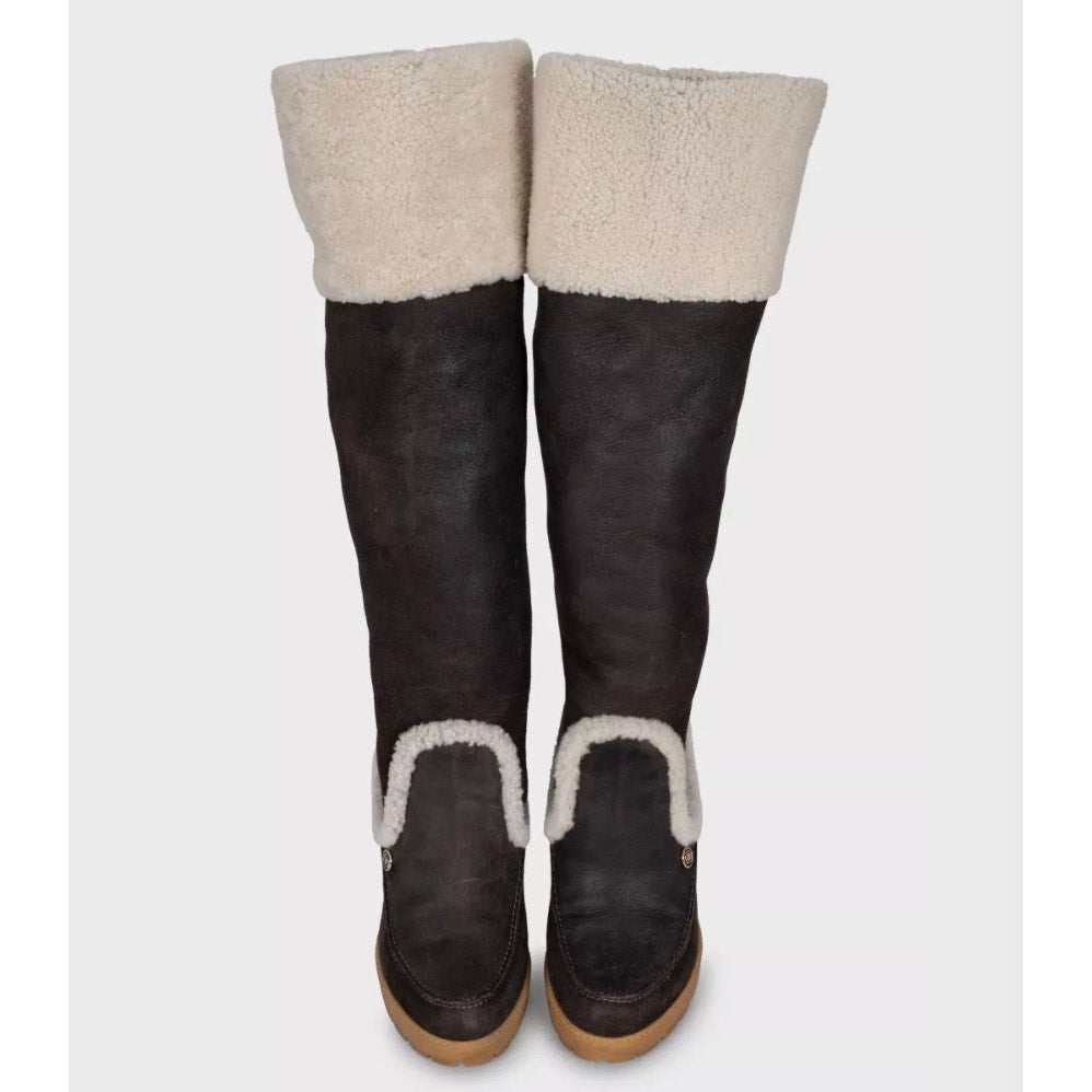 Dior Polaire Chocolate Suede Shearling Boots - Size 40 pre-owned