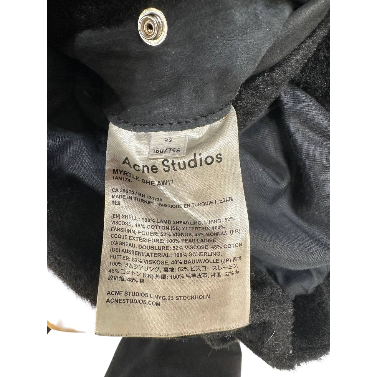 Acne Studios Shearling Leather Biker Jacket - Size 32 (XXS) Pre-owned