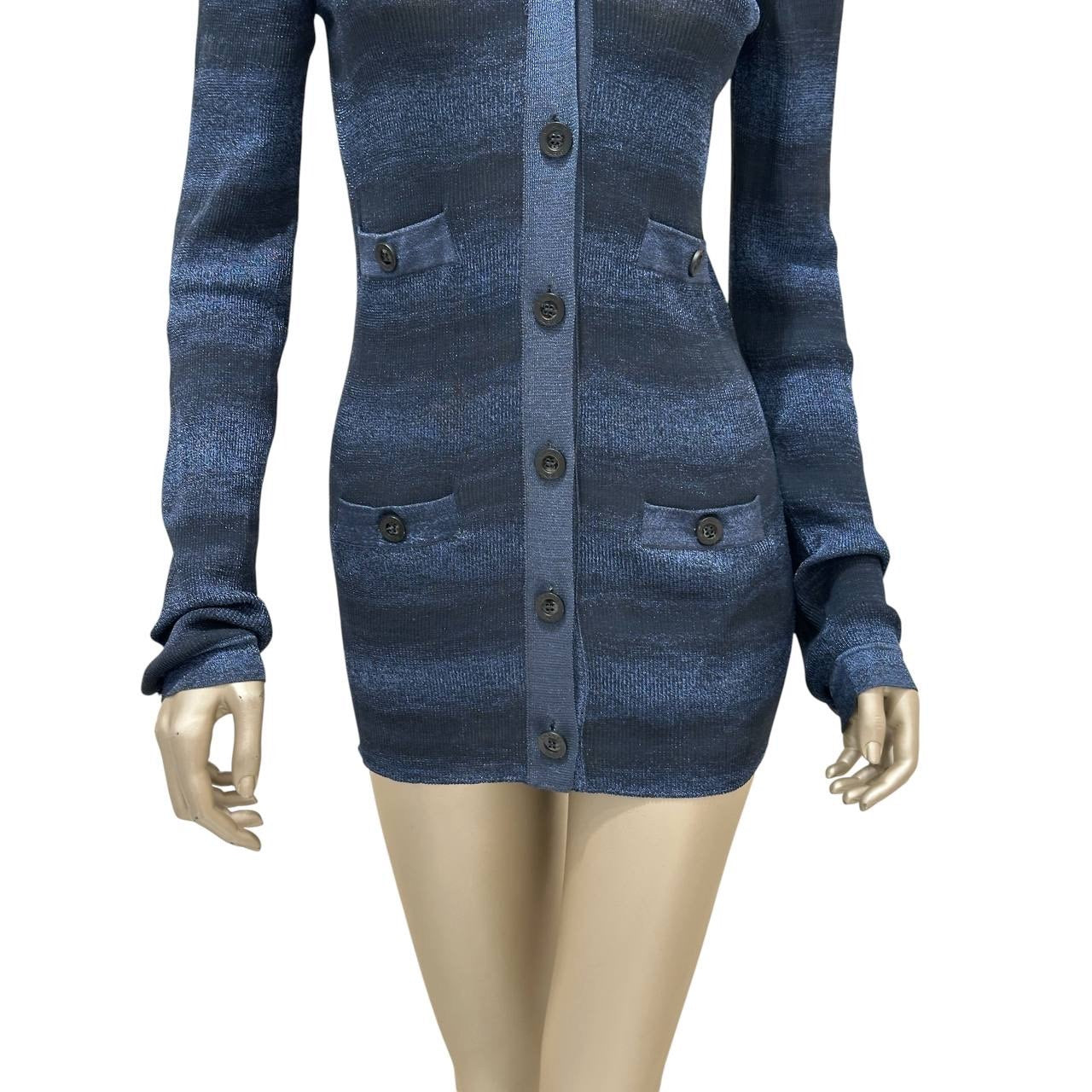 Chanel Navy Metallic Knit Fall 2009 Collection Cardigan  Sz.40 Pre-owned