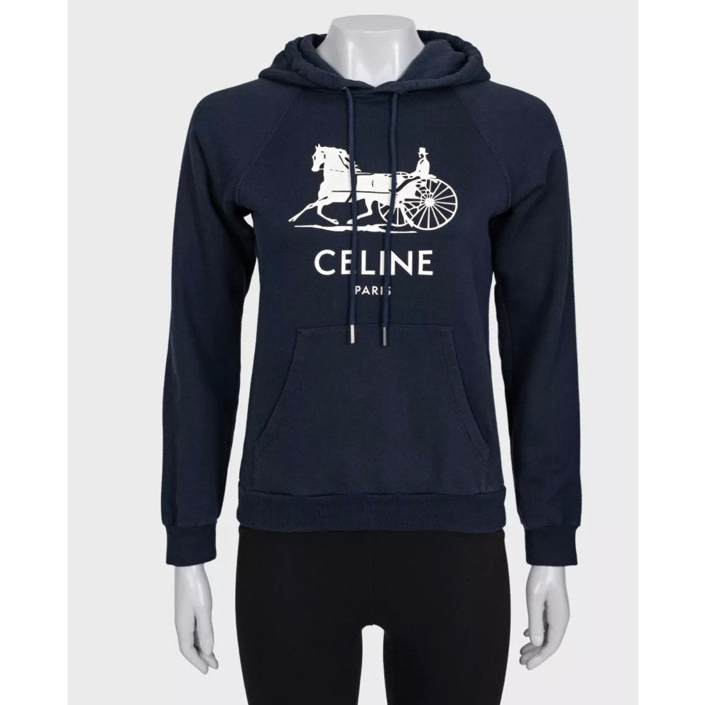 Celine Blue Cotton Cashmere Hoodie - Size XS Pre-owned