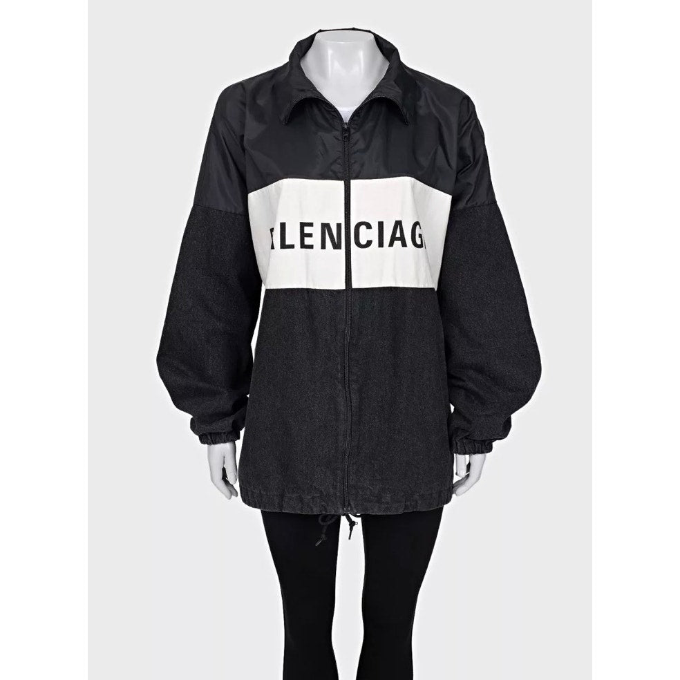 Balenciaga Oversize Logo Stylish Black Coat Jacket sz.36 Pre-owned