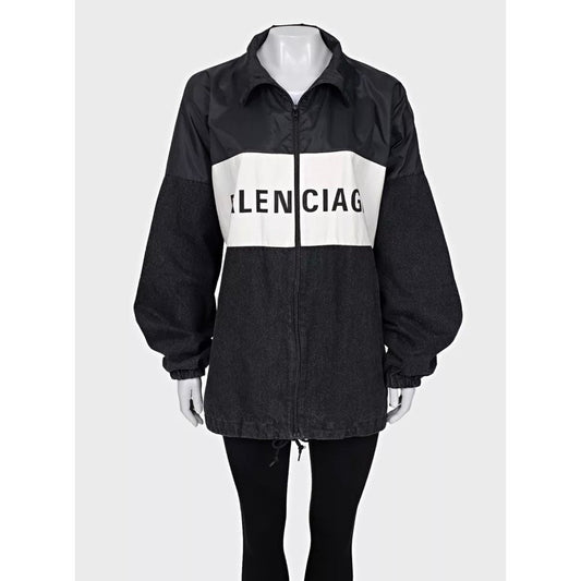 Balenciaga Oversize Logo Stylish Black Coat Jacket sz.36 Pre-owned