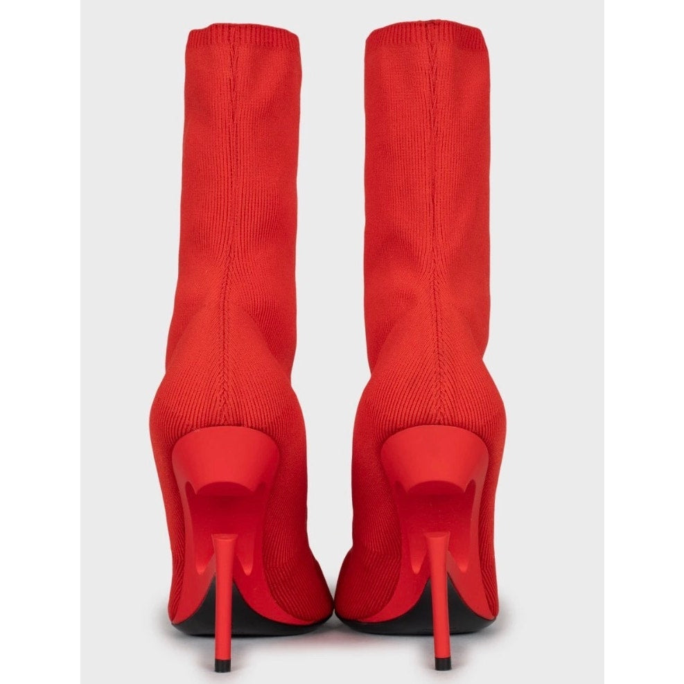 NWOB Ben Taverniti Unravel Project Red Stiletto Ankle Boots Sz.36 Pre-owned