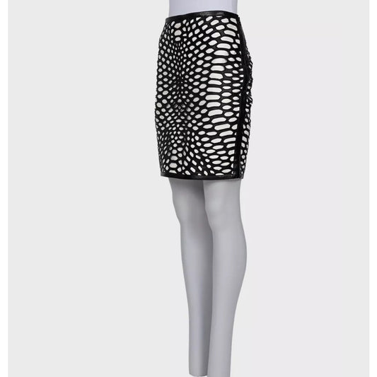 Tom Ford Black & White Perforated Leather Skirt - IT40/S Pre-owned