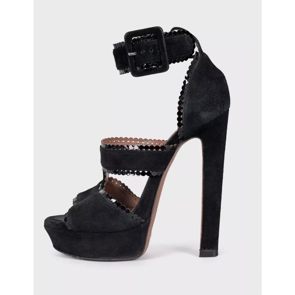Alaïa Black Suede High-Heel Sandals Size 37.5 Pre-owned