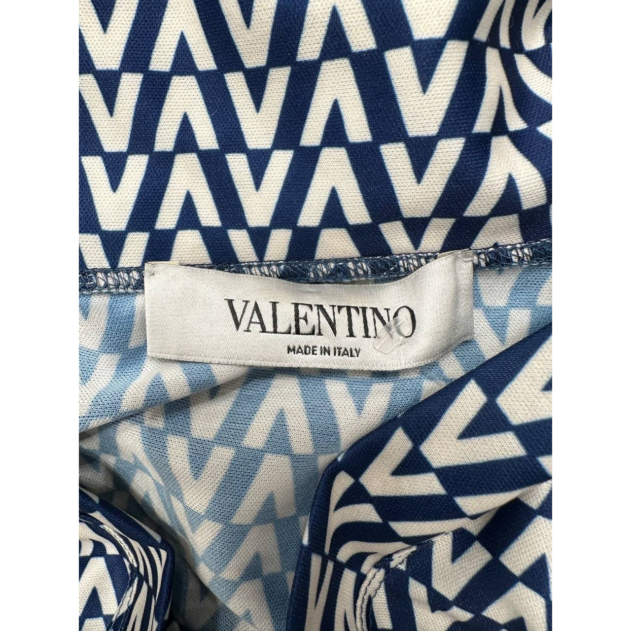 Valentino Blue V-Print Maxi Dress Sz.M Pre-owned