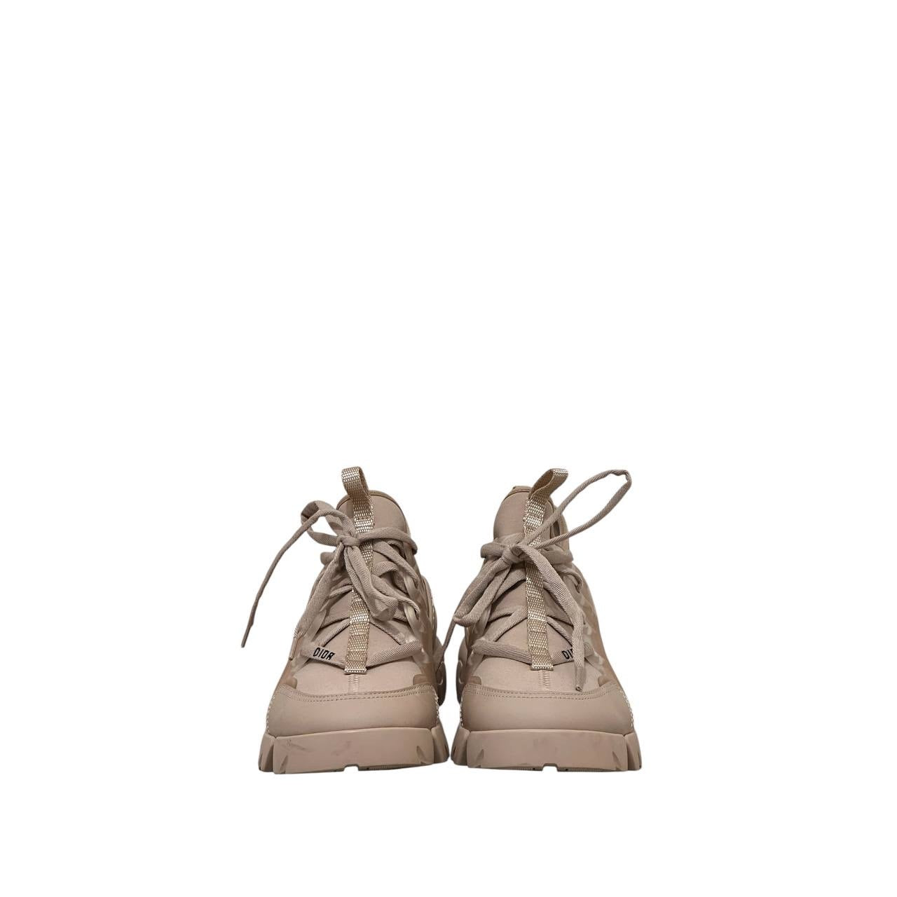 Dior D-Connect Lace-Up  Beige Leather & PVC Sneakers  sz.37.5 pre-owned