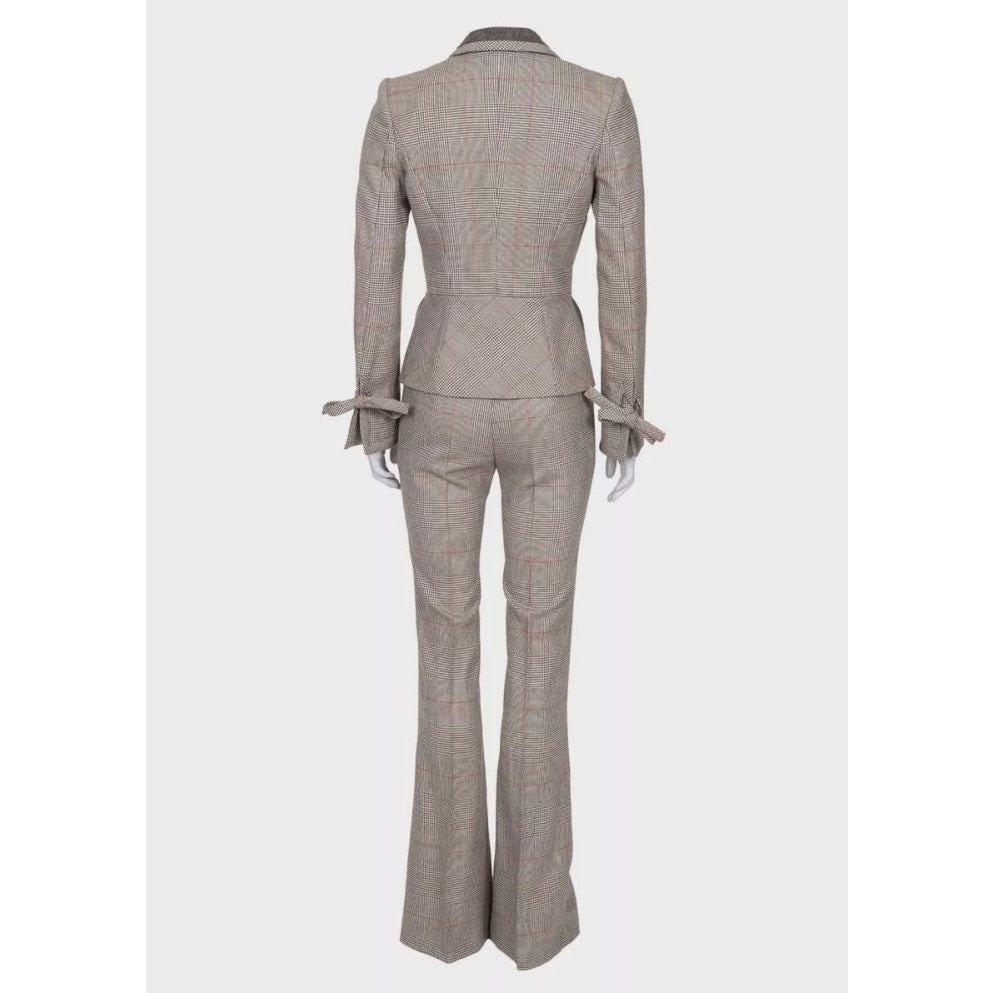 Gianfranco Ferre Chic Beige Wool Checked Suit - IT38/XS pre-owned