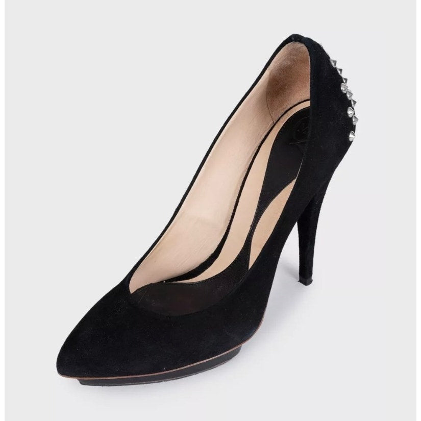 Alexander McQueen Black Suede Chic Rear Detail Pumps Sz.39 pre-owned