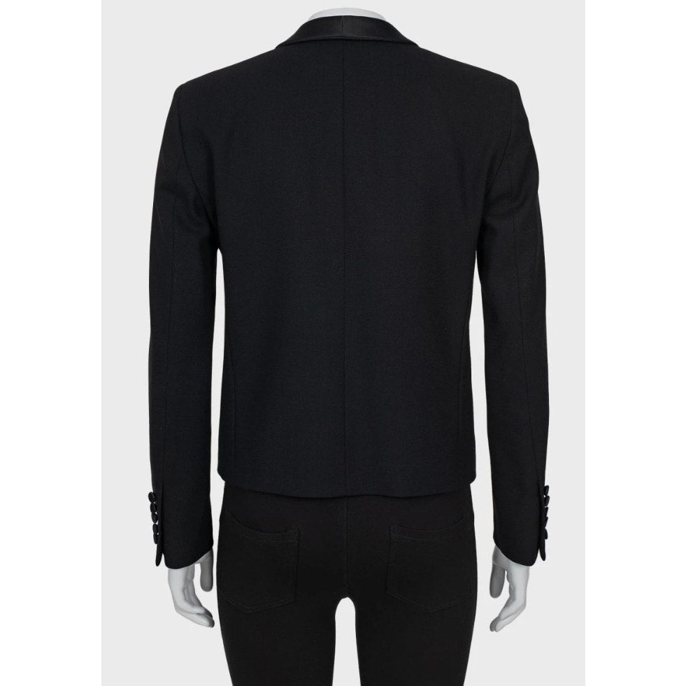 Saint Laurent Black Wool Jacket with Satin Lapels Sz.40/ L Pre-owned
