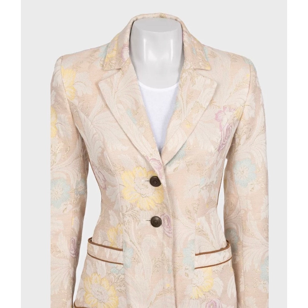 Just Cavalli Beige Floral Print Fitted Coat Sz.42/M Pre-owned
