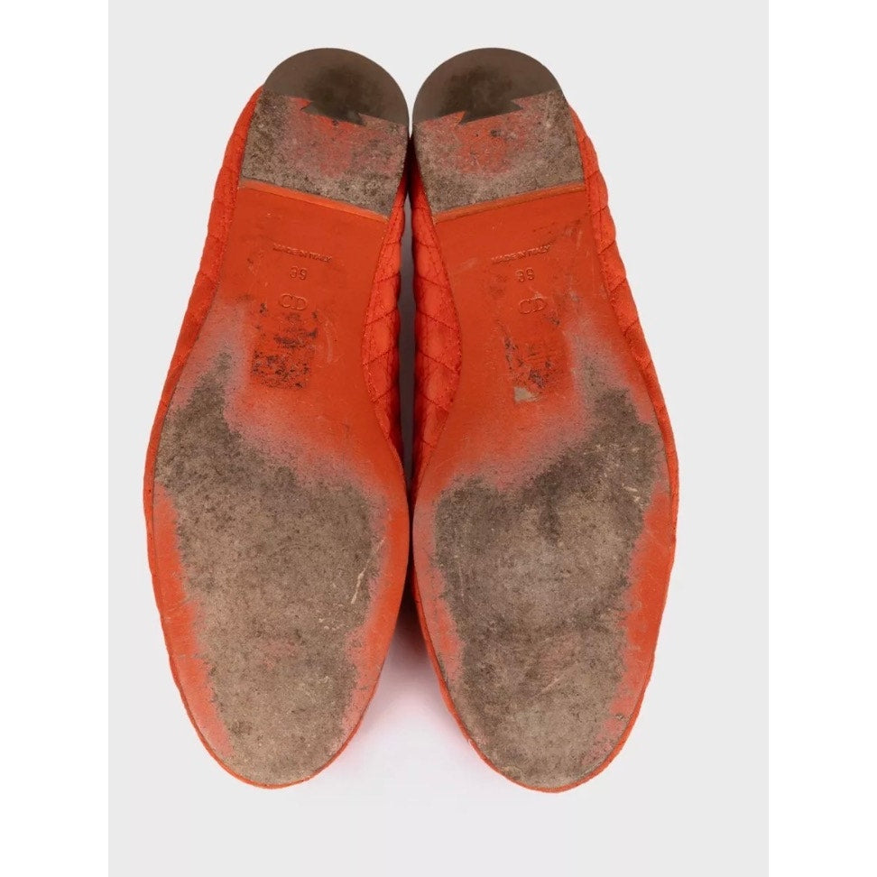 Christian Dior Orange Suede Ballet Flats - Size 39 Pre-owned