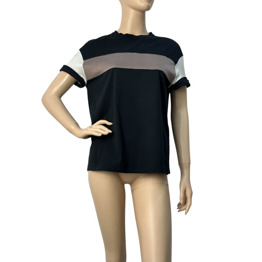 Brunello Cucinelli Black Satin Stripe Short Sleeve T-Shirt Sz.S Pre-owned