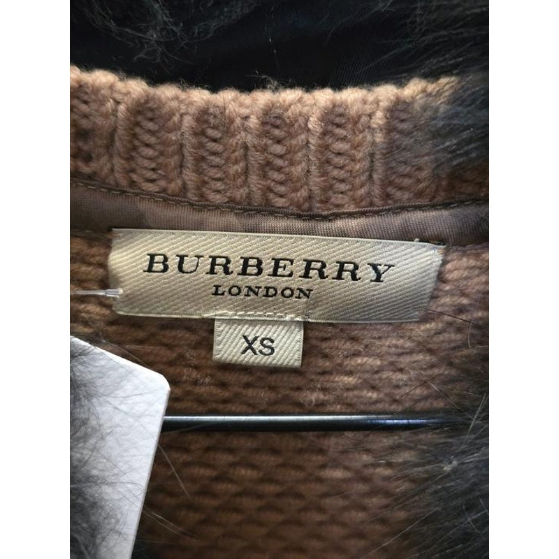 Burberry Brown Wool Cardigan with Detachable CollarSz.XS Pre-owned