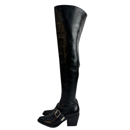 Chloe Leather Over-the Knee Buckle Block Heel Boots  Sz.36.5 Pre-owned