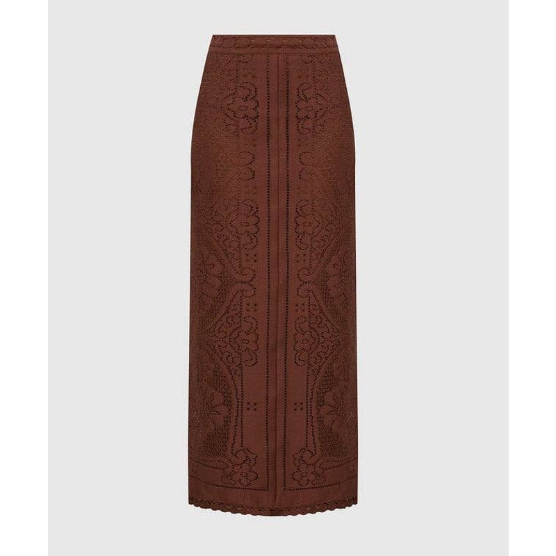 NWT Valentino Brown Laser-Cut Leather Two-Piece Set IT40 pre-owned
