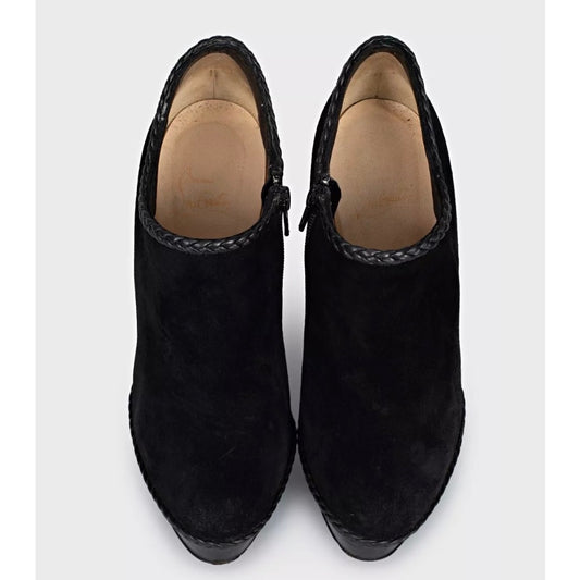 Christian Louboutin Black Suede Ankle Booties 37.5 EU Pre-owned