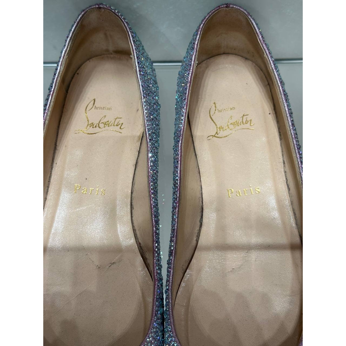 Christian Louboutin Crystal Strass Ballet Flats Sz.38.5 Pre-owned