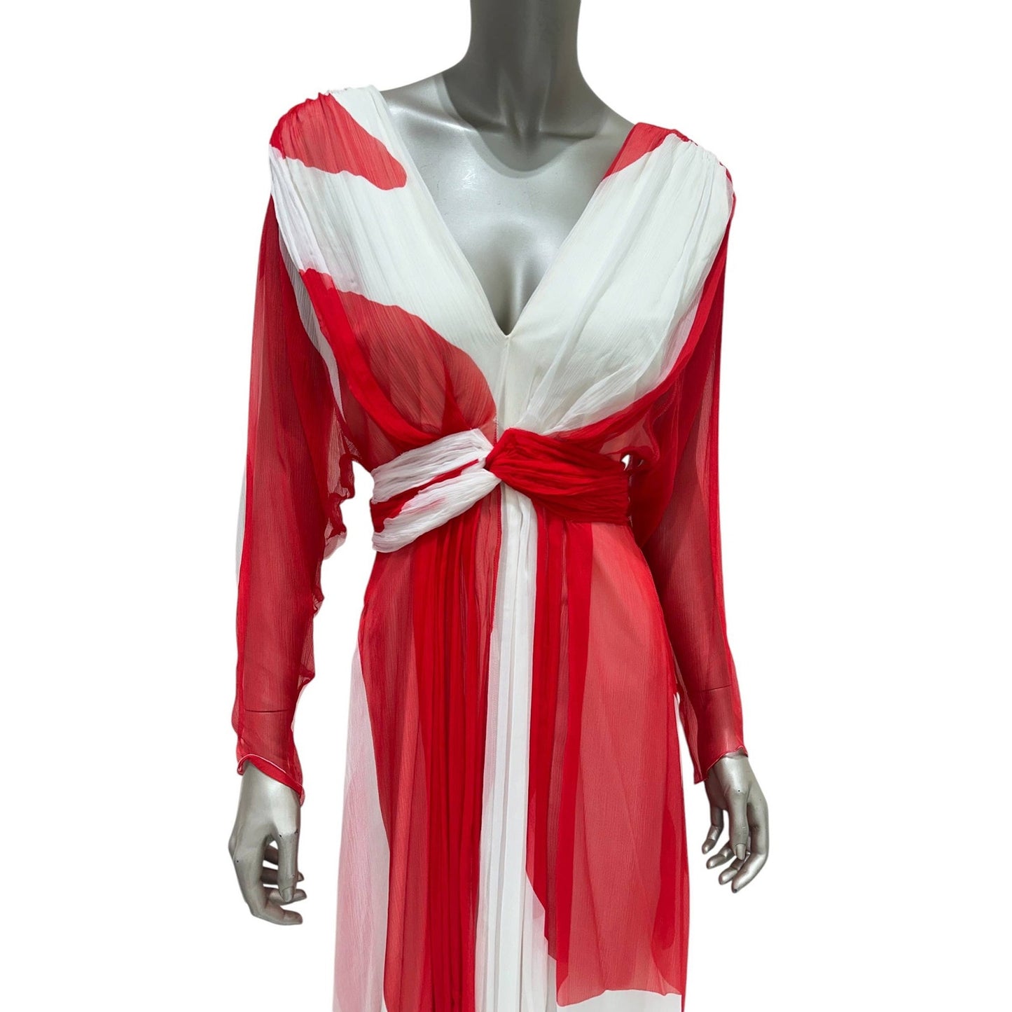 Carlos Miele 2012 Silk Colorblock Pleated Maxi Dress Sz.36 Pre-owned
