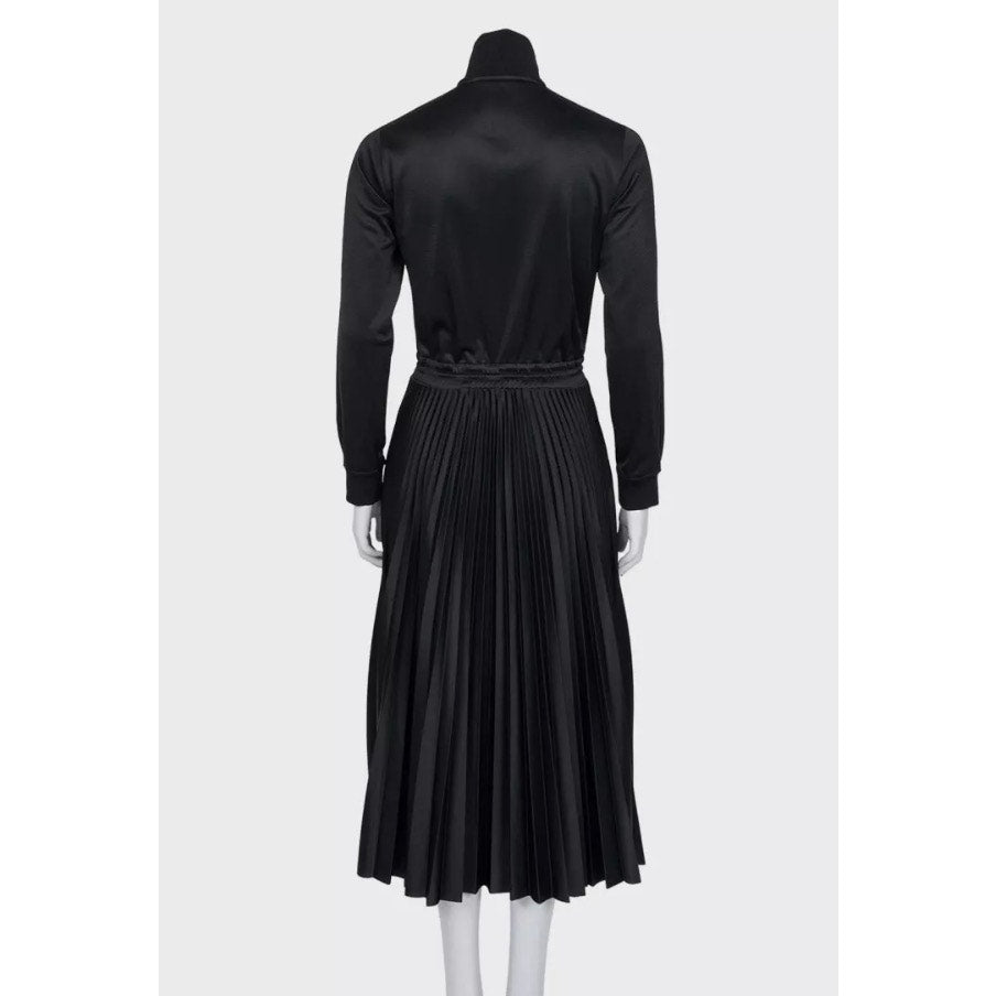 Valentino Black Pleated Hem Long Sleeve Dress M Pre-owned
