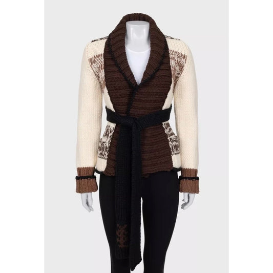 Saint Laurent Vintage Knit Belted Cardigan – Size M pre-owned